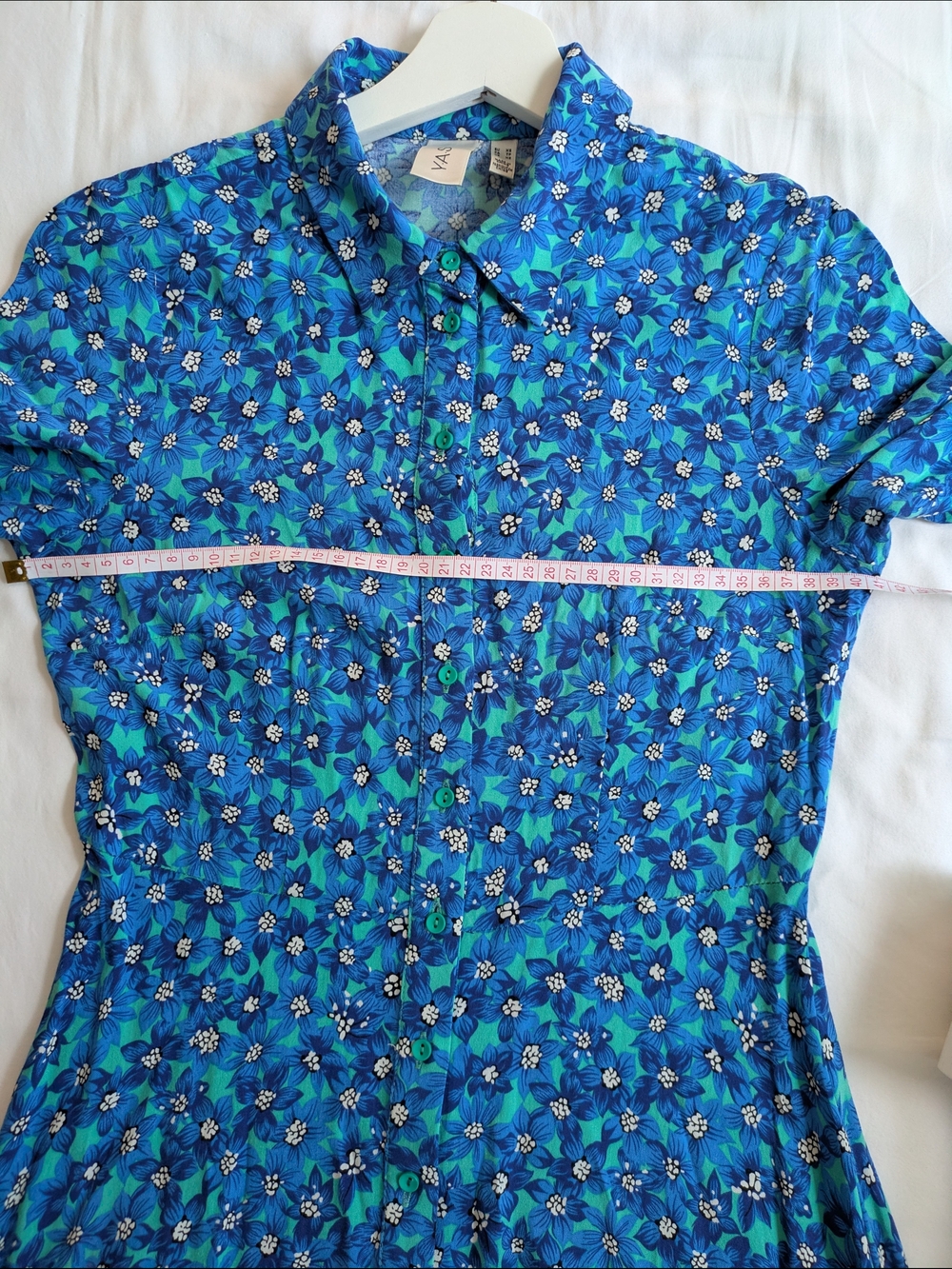 Y.A.S Blue Floral Maxi Dress Button Front Collared Size XS Cottagecore| Occasion - Picture 7 of 9